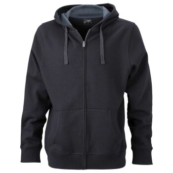 James&Nicholson Men´s Hooded Jacket | Kapuzen Sweatshirt Jacke Herren Black | Carbon   XL