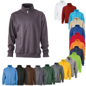 James&Nicholson | Daiber Workwear Half Zip Sweat | Half Zip Sweatshirt Herren