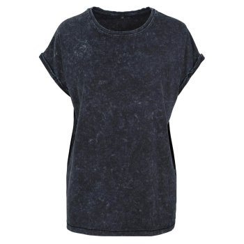 Build Your Brand Ladies` Acid Washed Extended Shoulder Tee