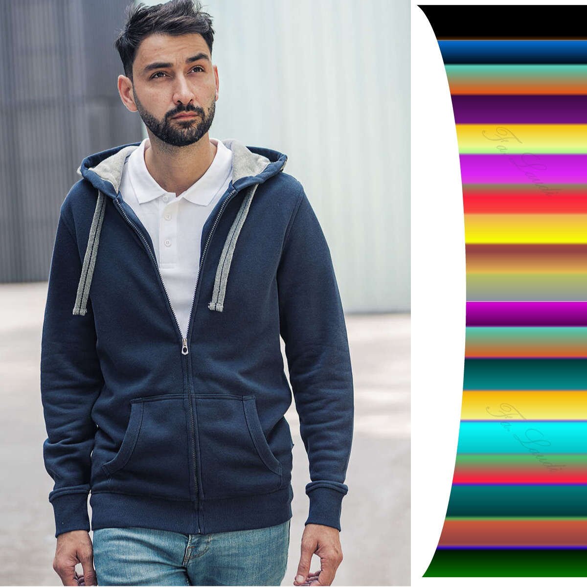 HRM Men´s Hooded Jacket | Kapuzen Sweatshirt Jacke Herren